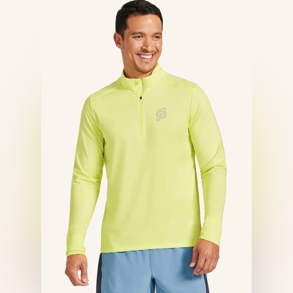 Peloton “Warm Up” ¼-Zip Performance Sunny Lime Jersey- Men's Size Medium